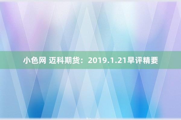 小色网 迈科期货：2019.1.21早评精要