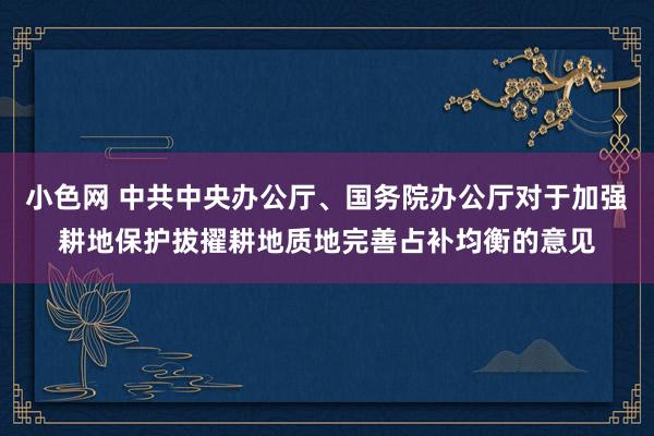 小色网 中共中央办公厅、国务院办公厅对于加强耕地保护拔擢耕地质地完善占补均衡的意见
