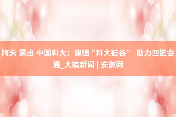 阿朱 露出 中国科大：建强“科大硅谷”  助力四链会通_大皖新闻 | 安徽网