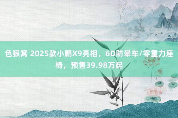 色狼窝 2025款小鹏X9亮相，6D防晕车/零重力座椅，预售39.98万起