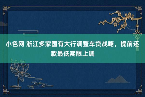 小色网 浙江多家国有大行调整车贷战略，提前还款最低期限上调