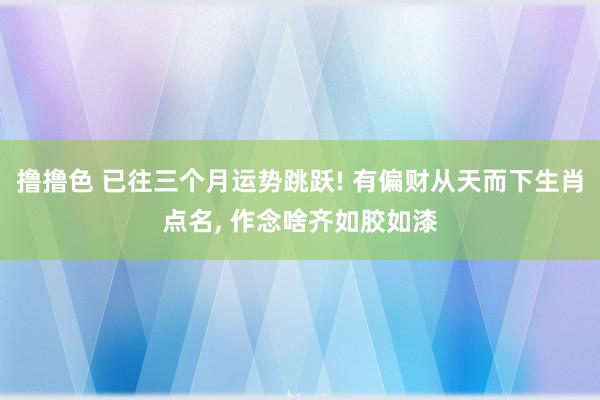 撸撸色 已往三个月运势跳跃! 有偏财从天而下生肖点名, 作念啥齐如胶如漆